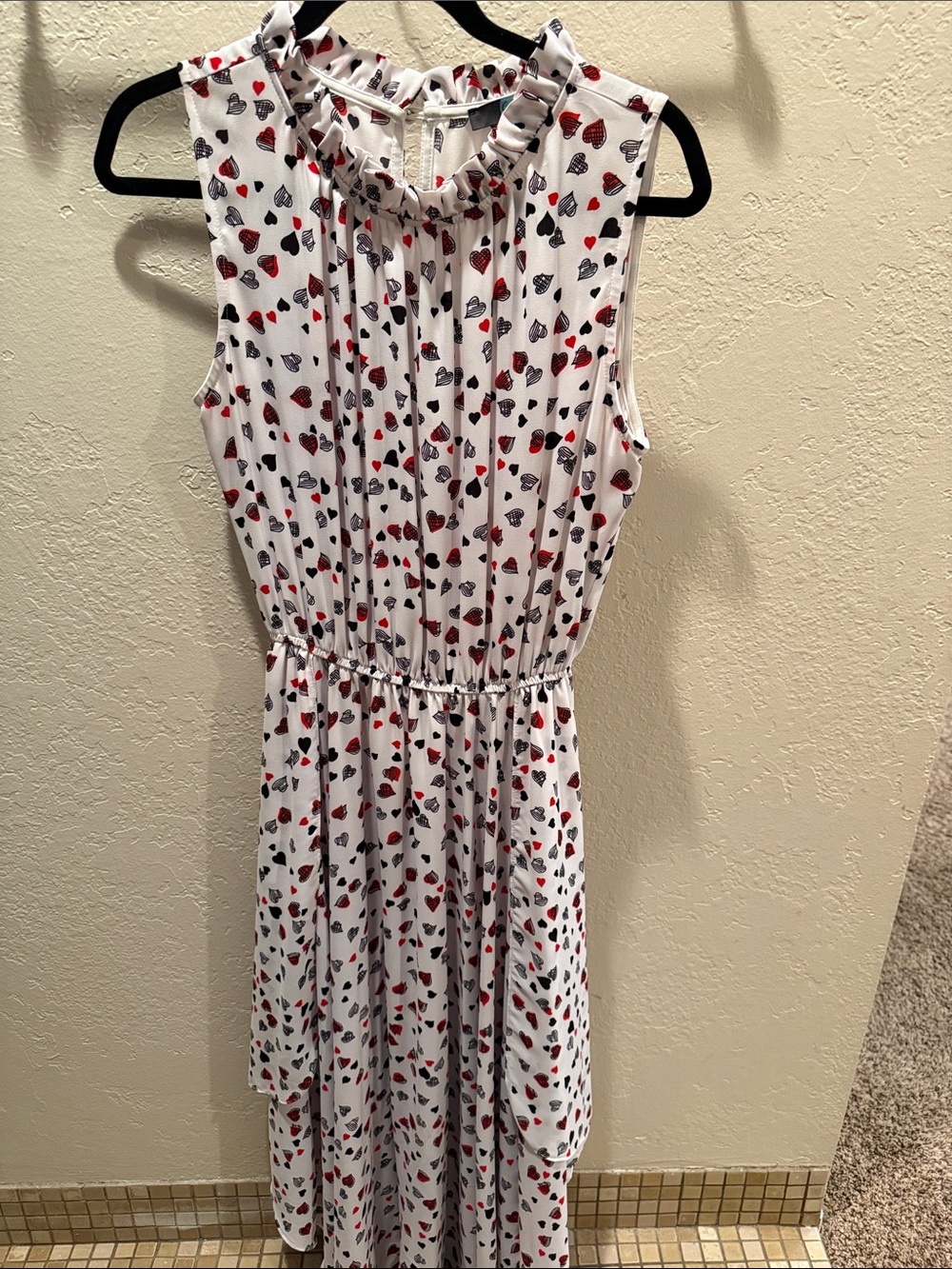Eva Franco Anthropologie White Midi Dress with Heart Print